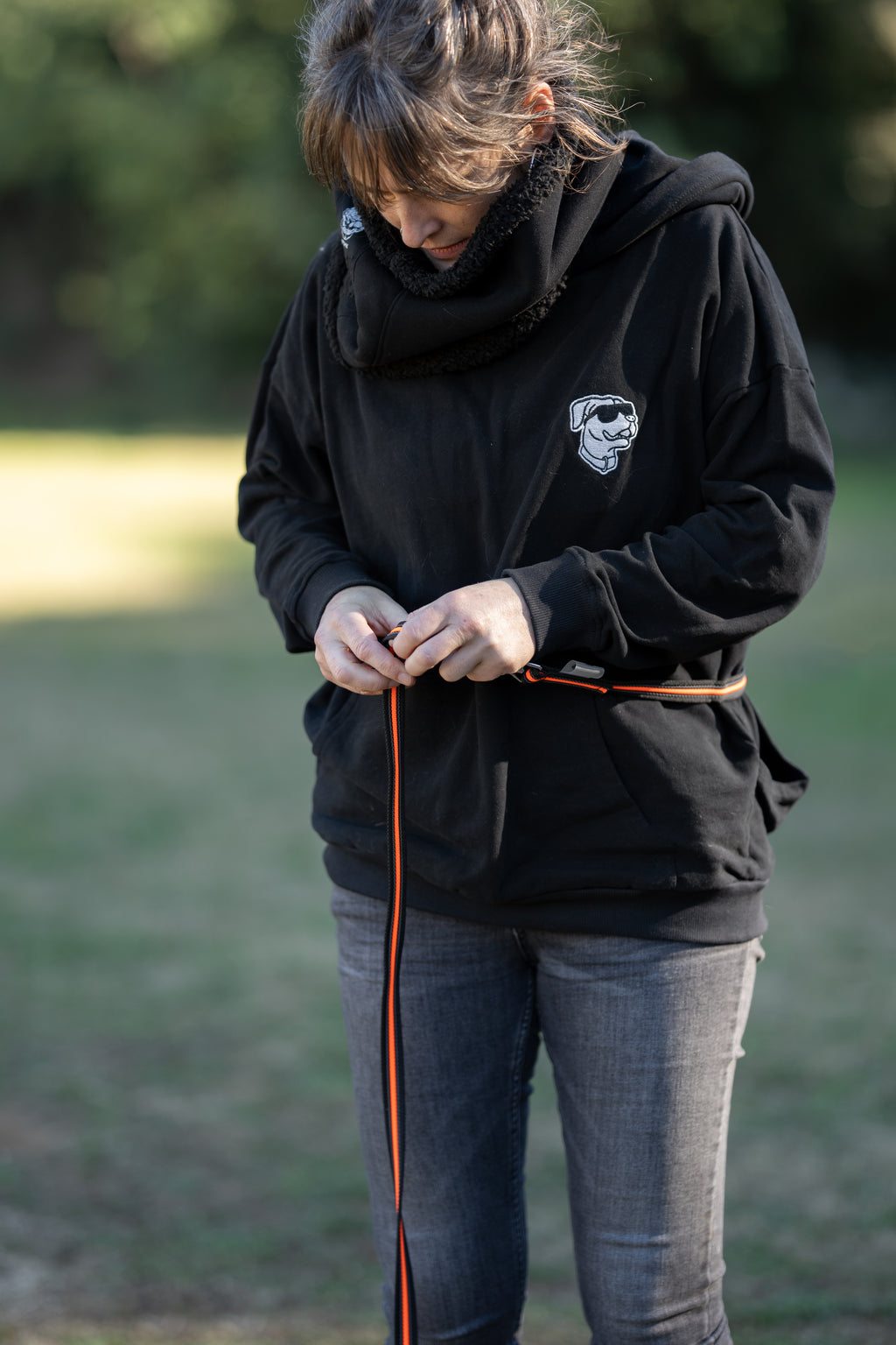 Correa antideslizante manos libres BOW verde para canicross y paseo activo