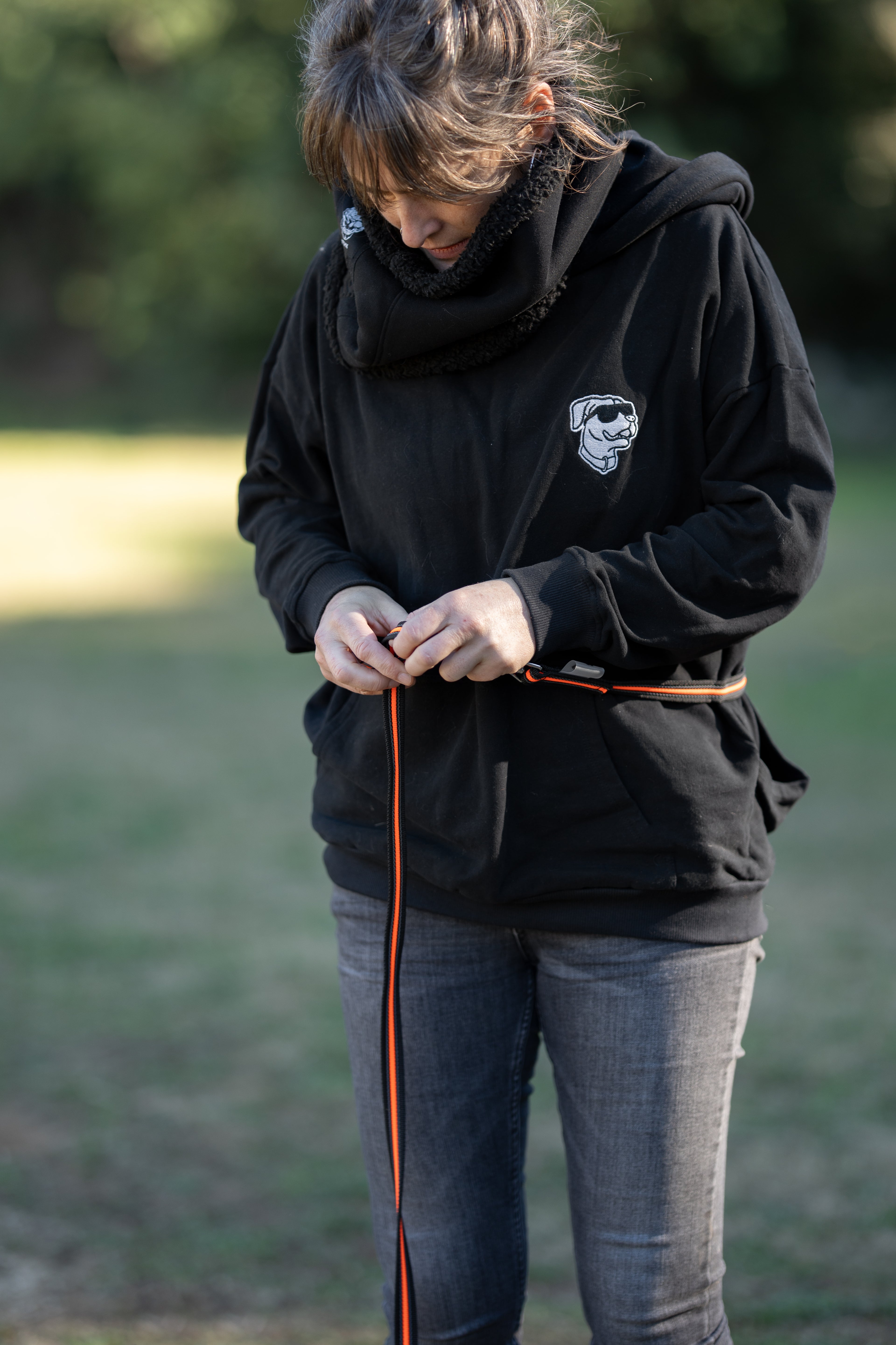 Correa antideslizante manos libres BOW verde para canicross y paseo activo