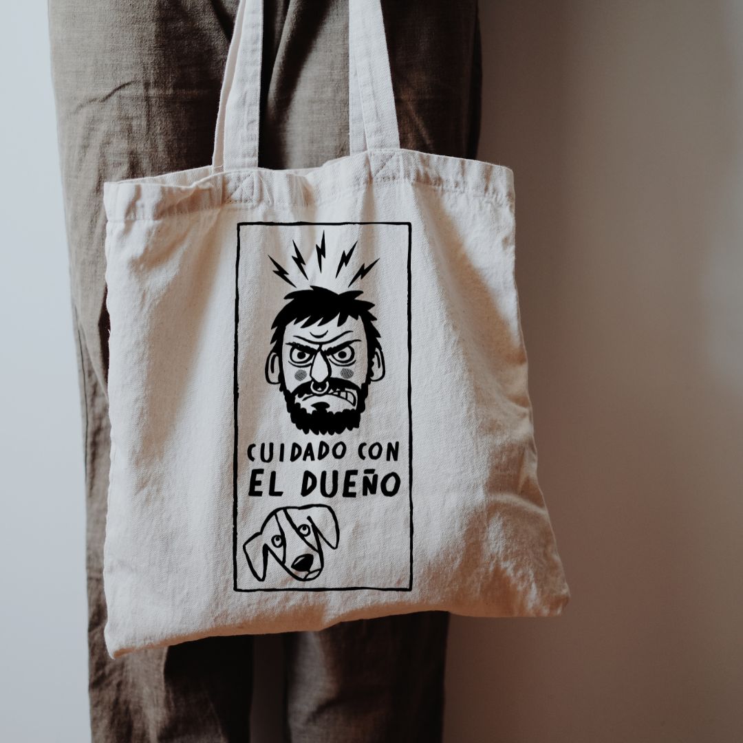 Tote bag “Cuidado con la dueña” | Algodón | Serigrafía Barcelona